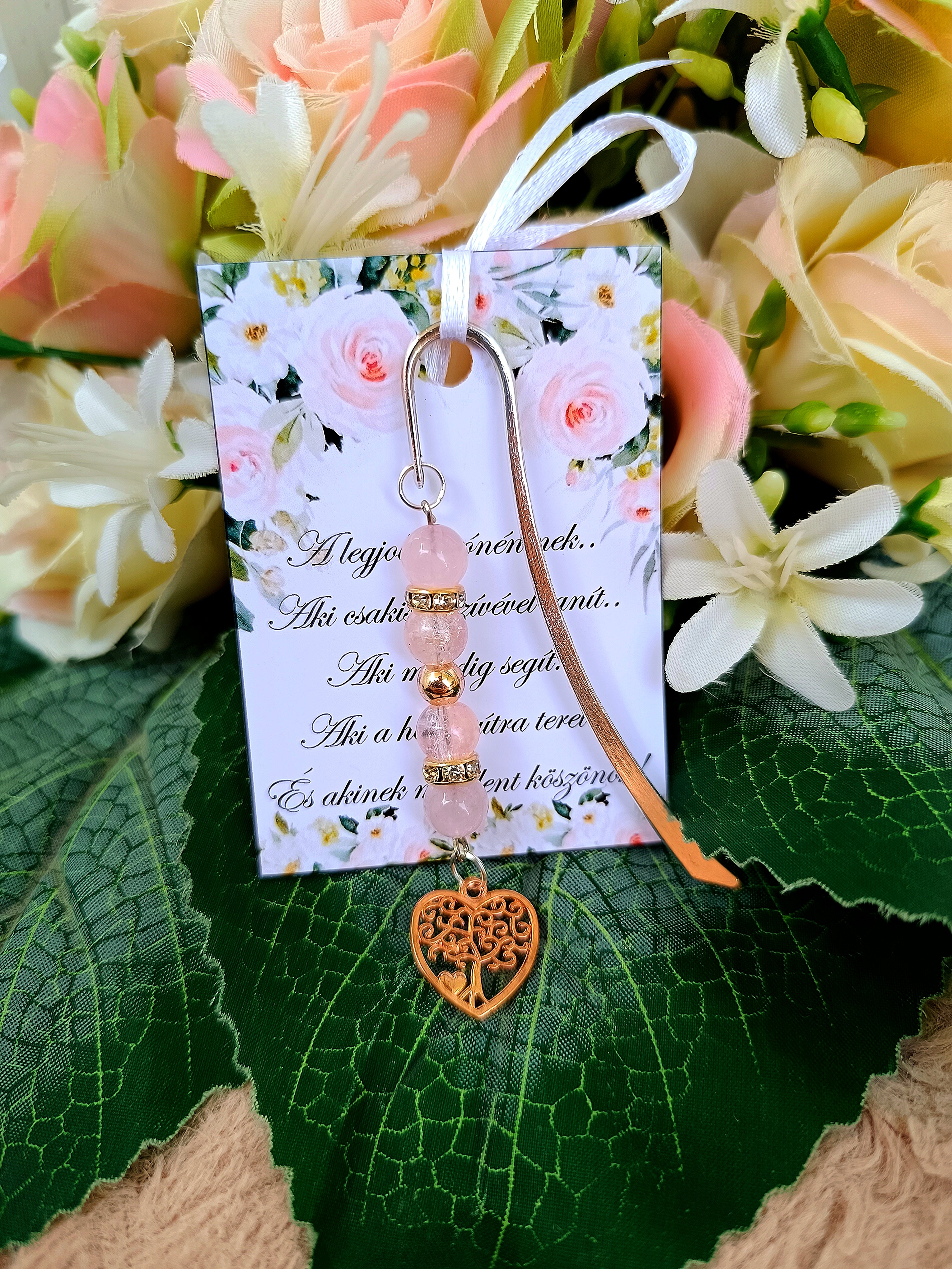 Életfás rózsakvarc könyvjelző